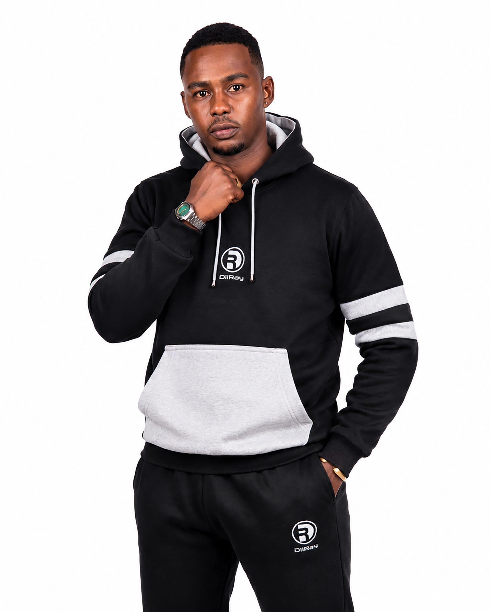 Black Grey Hoodie Black Grey Hoodie M Front