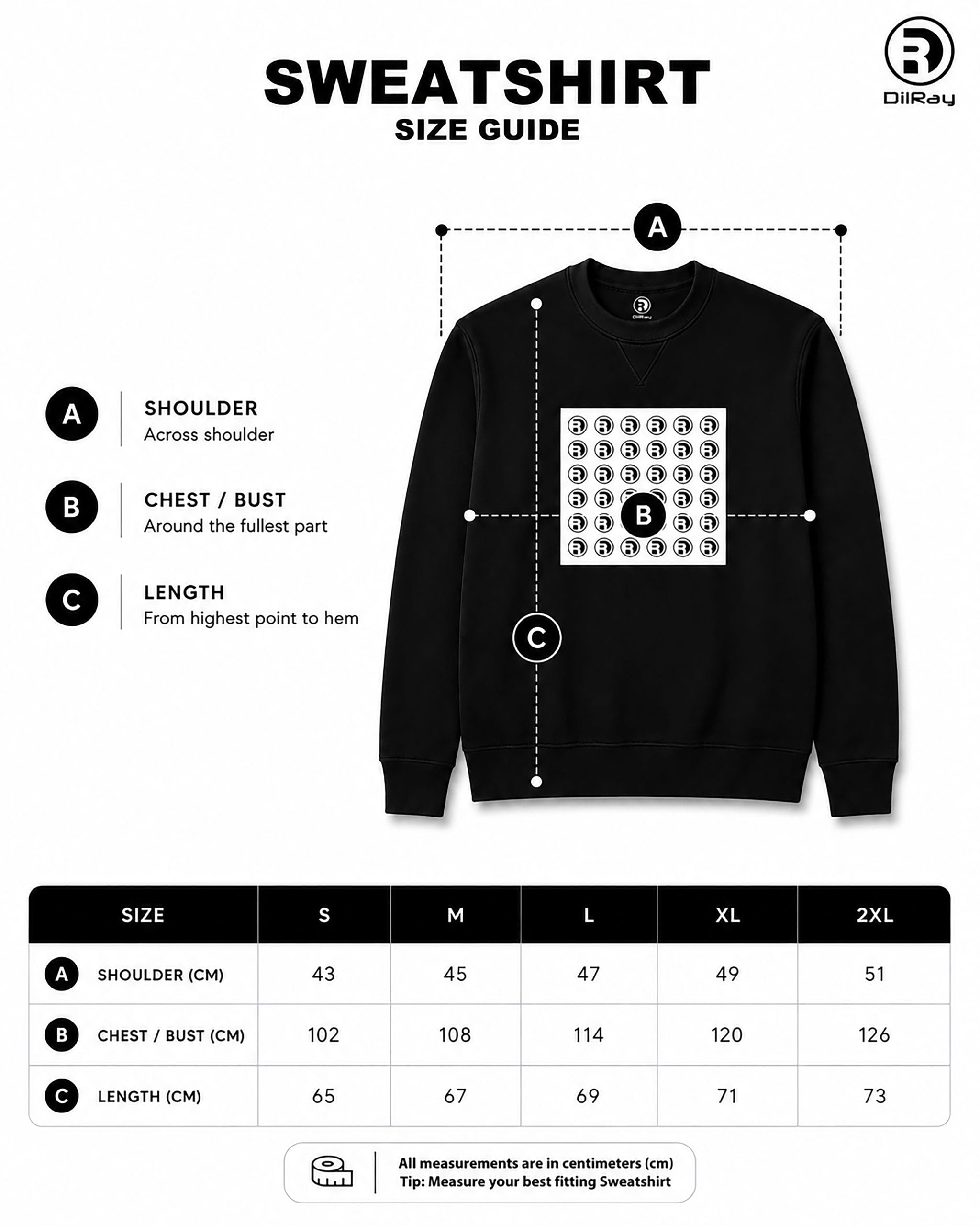 Black Square Sweatshirt Black Square Sweatshirt Size Guide