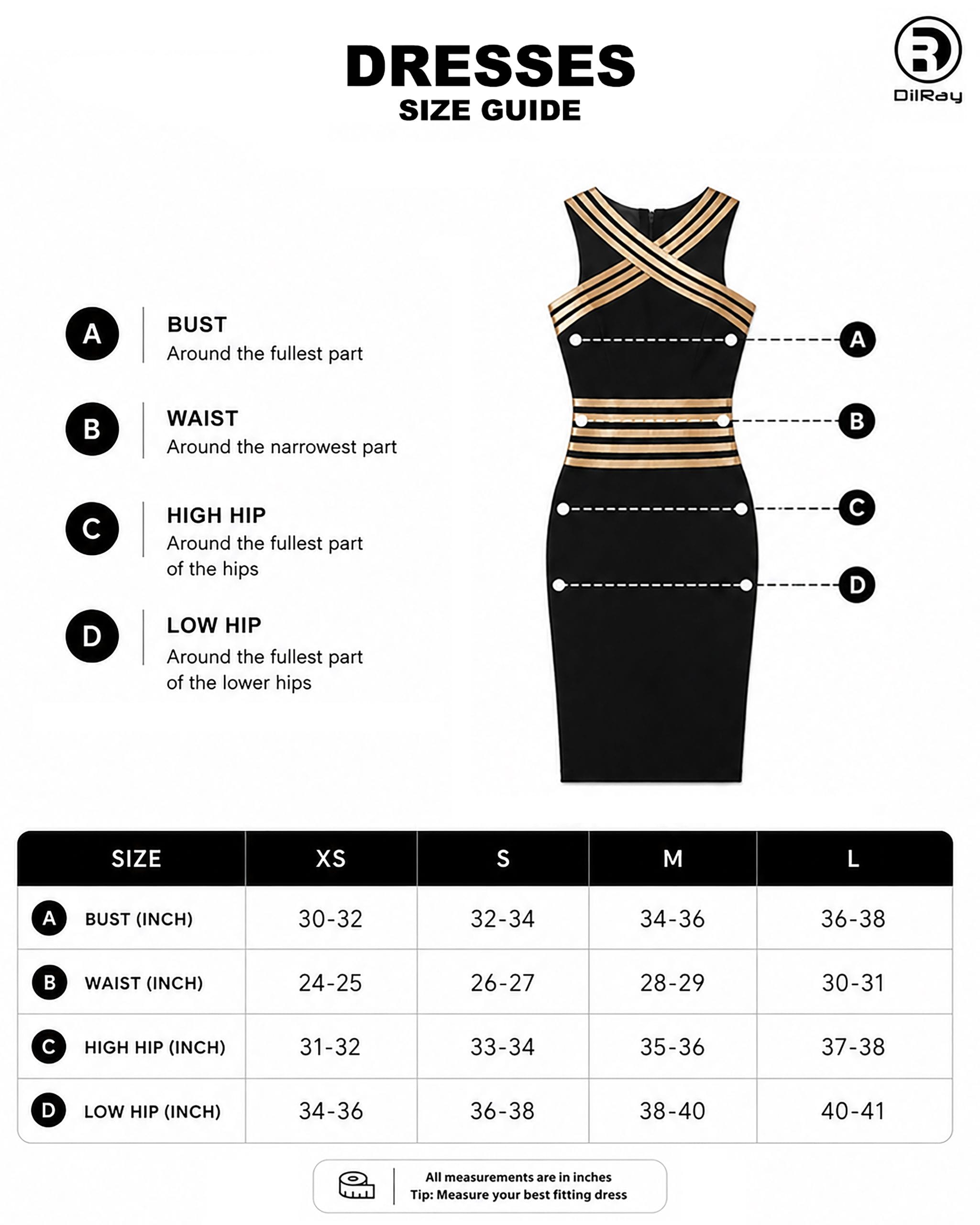 Black Bandage Dress Black Dress Size Guide